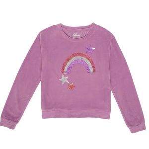 Epic Threads Big Girls Velour Sequin Graphic Sweatshirt Size Large